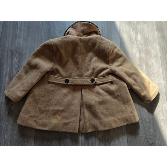 Vintage Kate Kiddie Classic Tan Wool Coat With Faux Fur Collar & Buttons - Picture 5 of 8